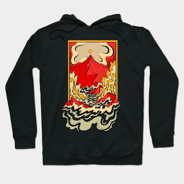 Red mountain river Hoodie by Swadeillustrations